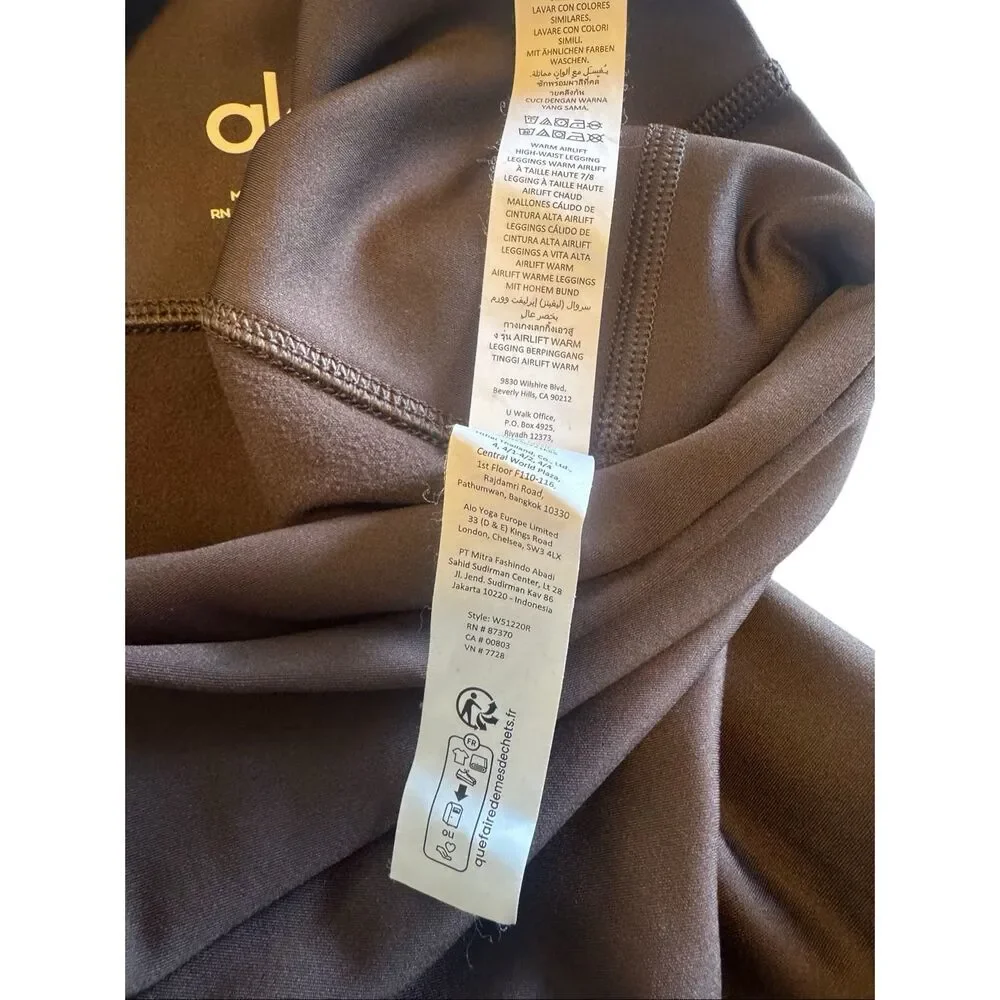 Alo size L airlift winter warm high waist leggings brown espresso - EUC